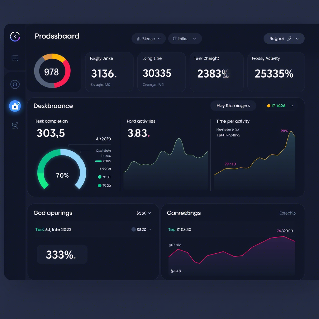 Dashboard view of productivity metrics showing real-time insights